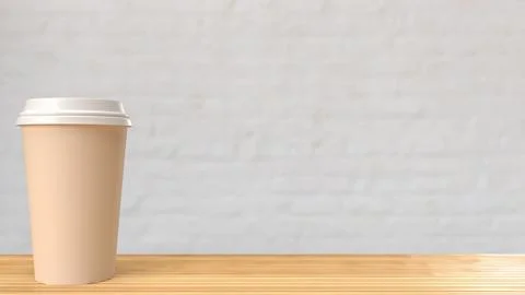 The coffee on wood table for Background concept 3d rendering Stock Illustration