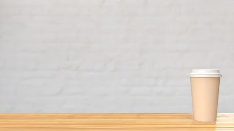 The coffee on wood table for Background concept 3d rendering Stock Illustration