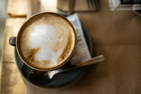 Coffee wood table Stock Photos