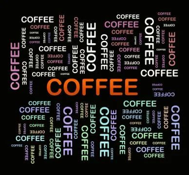 COFFEE Word Cloud Text on Black Background Stock Illustration