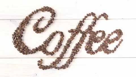 Coffee word made from coffee beans Stock Footage 85473434