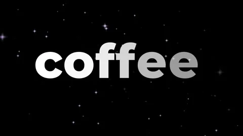 Coffee word typography with floating glitter particles on a black background. Stock Footage 344625946