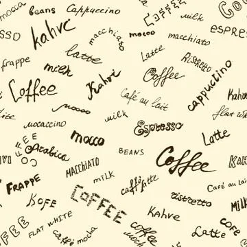 Coffee words background Stock Illustration