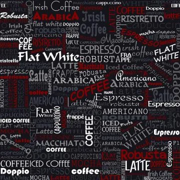 Coffee Words Seamless Background Stock Illustration