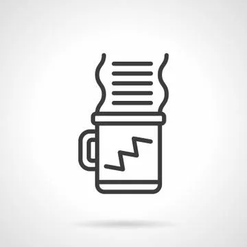 Coffee for work black line design vector icon Stock Illustration