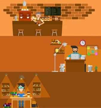 Coffee work 库存插图