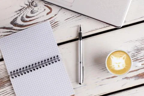 Coffee at workplace close up. Stock Photos