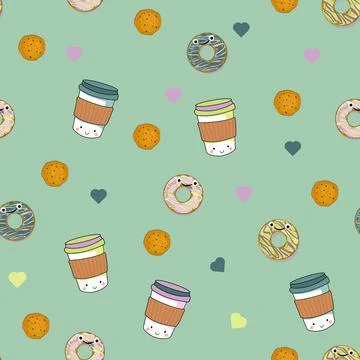 Coffeee and donat. Seamless pattern. Stock Illustration