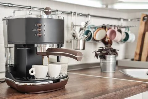 Coffeemaker with two cups Stock Photos