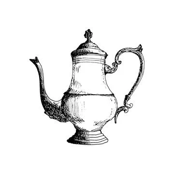 Coffeepot, coffee maker Hand Drawn Sketch Vector illustration. Illustrazione stock