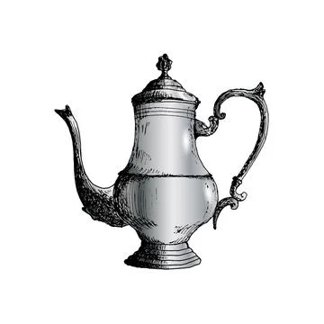 Coffeepot, coffee maker Hand Drawn Sketch Vector illustration. Stock Illustration