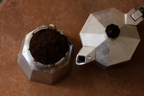 Coffeepot ln a top view  image Foto stock