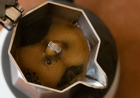 Coffeepot in a top view Stock Photos