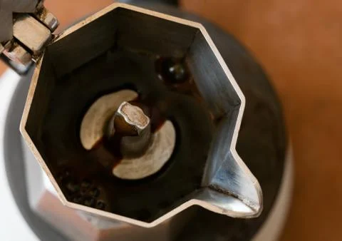 Coffeepot in a top view Stock Photos