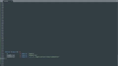 CoffeeScript Programming Language Source Code Typing Effect. CoffeeScript Pro Stock Footage 147979342