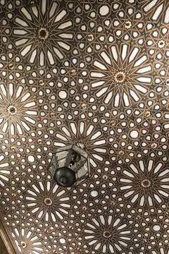 Coffered ceiling of The Higher Schools of The University of Salamanca city Fotos de archivo