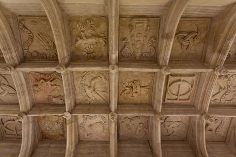 Coffered ceiling view Stock Photos