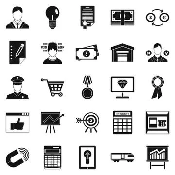 Coffers icons set, simple style Illustrazione stock