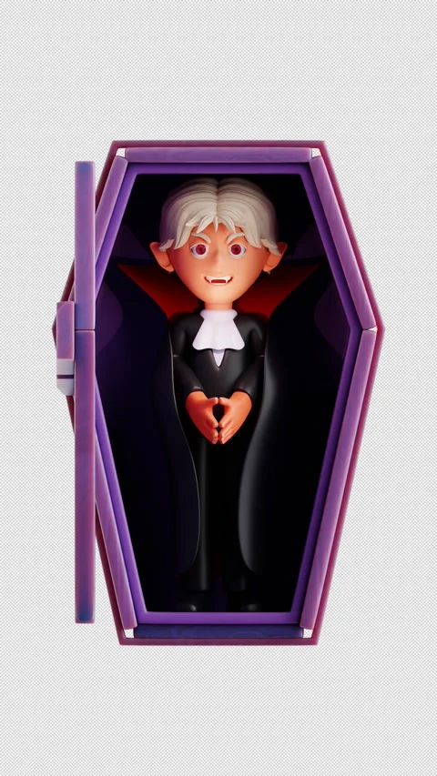 Coffin and Vampire 3D Animation Video stock 345256543