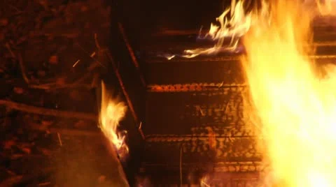 Coffin burns at night Stock Footage 12332374