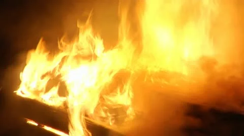 Coffin burns at night Stock Footage 12332469