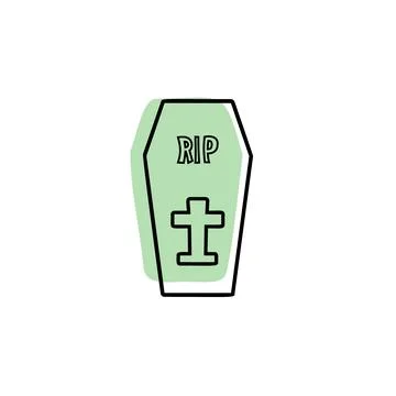 Coffin with color shadow vector icon in halloween set Stock Illustration