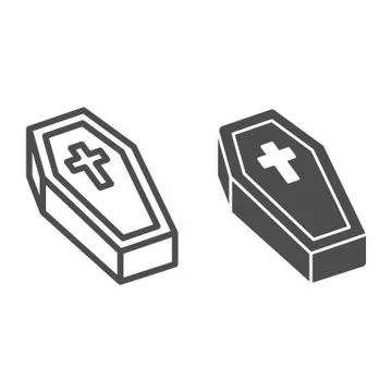 Coffin with cross line and solid icon, halloween concept, coffin sign on white イラスト素材