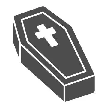 Coffin with cross solid icon, halloween concept, coffin sign on white background Stock Illustration