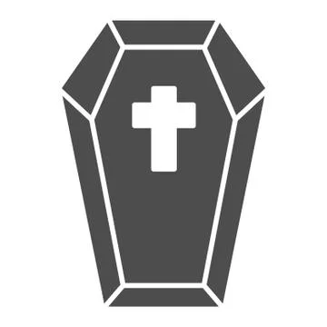 Coffin with cross solid icon, halloween concept, preparing dead for funeral sign イラスト素材