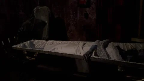 A coffin with a dummy of a dead witch Stock-Footage 257832929