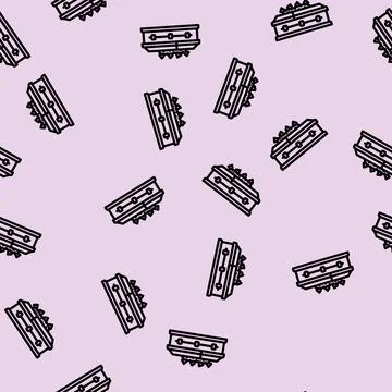 Coffin flowers mortality line vector seamless pattern Stock Illustration