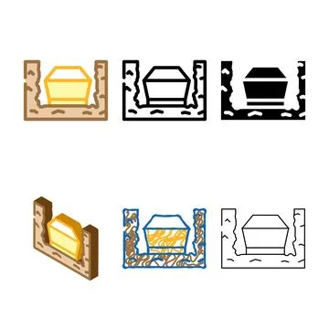 Coffin in ground color icon vector styleset Stock Illustration