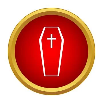 Coffin icon with cross representing death and funeral 스톡 일러스트