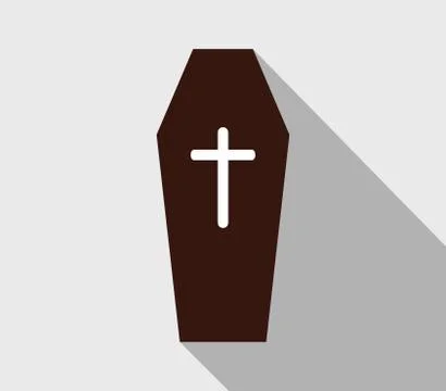 Coffin icon for dead on white background Stock Illustration