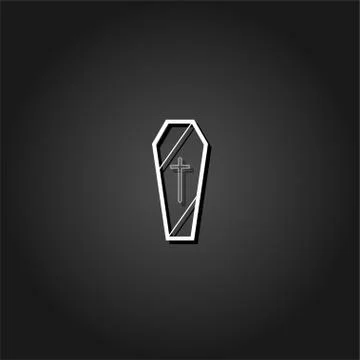 Coffin icon flat. Stock Illustration