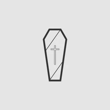 Coffin icon flat. Stock Illustration