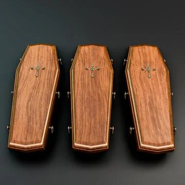 Coffin isolated on black background Stock Illustration