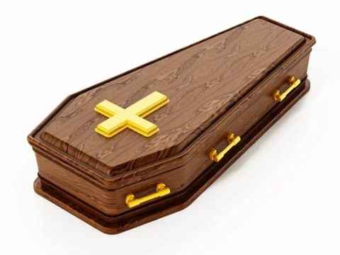 Coffin isolated on white background. 3D illustration Illustrazione stock