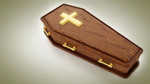 Coffin isolated on white background. 3D illustration Illustrazione stock