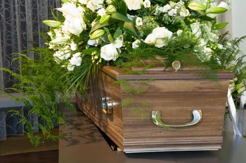 Coffin in morgue Stock Photos