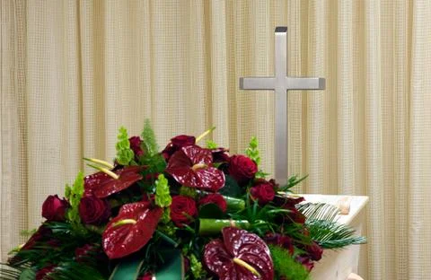 Coffin in morgue Stock Photos