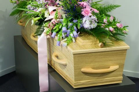 Coffin in morgue Stock Photos