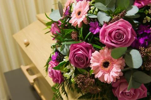 Coffin in morgue Stock Photos