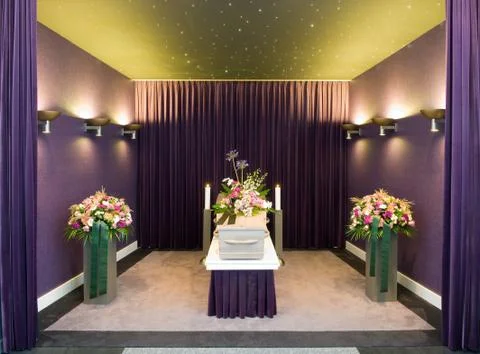 Coffin in morgue Stock Photos