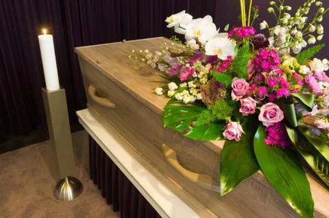 Coffin in morgue Stock Photos