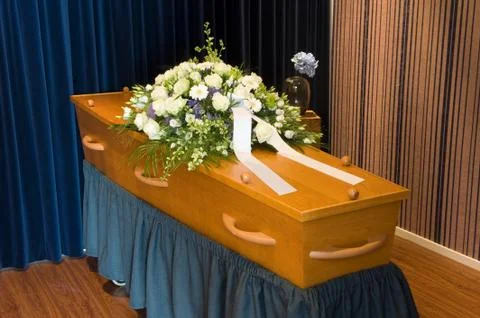 Coffin in morgue Stock Photos