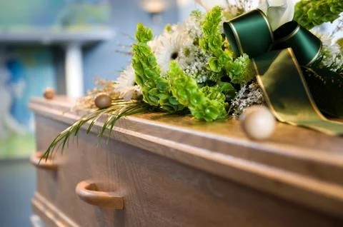 Coffin in mortuary Stock Photos