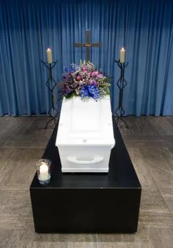 Coffin in mortuary Stock Photos
