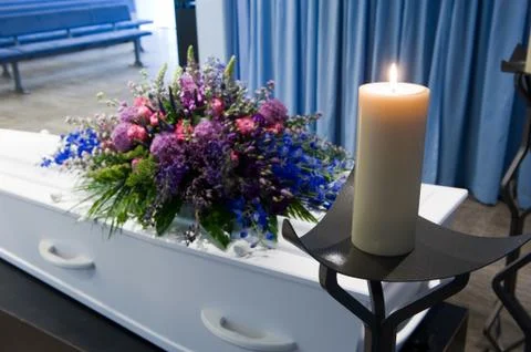 Coffin in mortuary Stock Photos