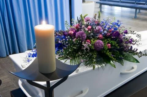 Coffin in mortuary Stock Photos